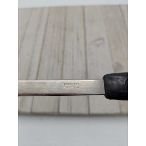 USA Stainless Steel Meat Fork 2 Wide Prong 12 1/2" Black Handle Vintage - Picture 7 of 9